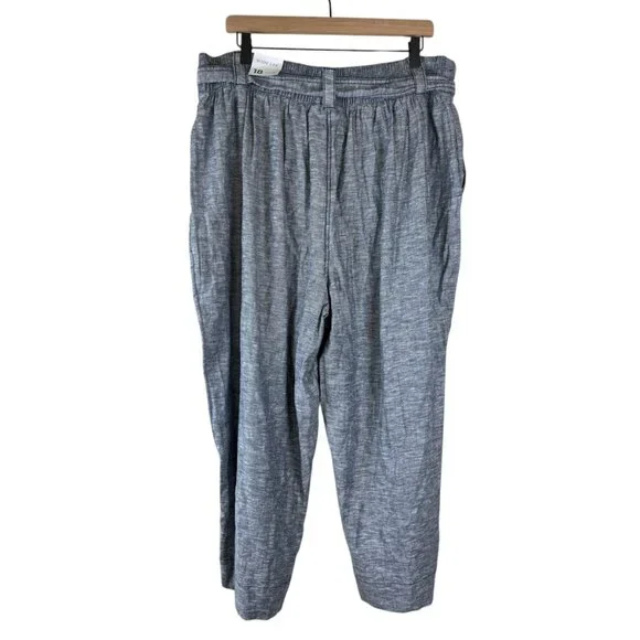 NWT Lane Bryant Blue Mid Rise Wide Leg Cropped Pull On Linen Pants - Picture 6 of 6